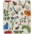 thumbnail image 1 of SKYSONIC Baby Kids Cozy Warm Throw Thermal Soft Bed Blanket 50x60 in Plants Insects Flowers Vintage Style Flannel Fleece Blanket, 1 of 5
