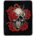 thumbnail image 1 of SKYSONIC Baby Kids Cozy Warm Throw Thermal Soft Bed Blanket 50x60 in Skulls with Snakes and Roses Flannel Fleece Blanket, 1 of 5