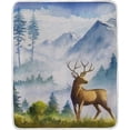 thumbnail image 1 of SKYSONIC Baby Kids Cozy Warm Throw Thermal Soft Bed Blanket 50x60 in Watercolor Deer Landscape Flannel Fleece Blanket, 1 of 5