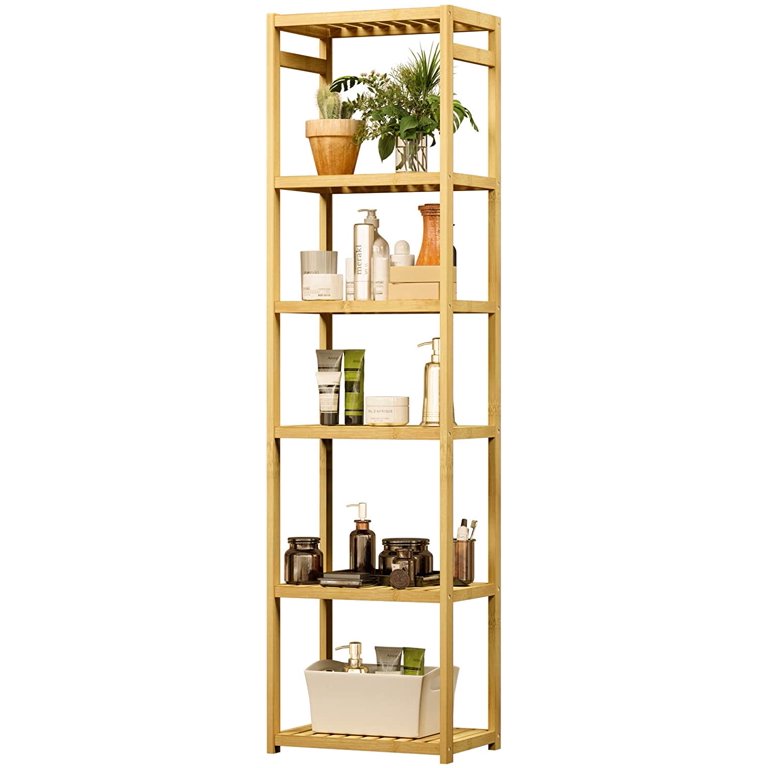 URFORESTIC 7-Tier Bamboo Bathroom Shelf, Narrow Space Shelf for Small  Space,Small Fish Tank Stand Multifunctional Storage Rack, Wood Corner Rack,  for