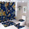SKYSONIC Bathroom 4 Pieces Set Shower Curtain,Flower,Toilet Lid Cover