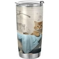 thumbnail image 1 of SKYSONIC Bathroom Cat Tumbler Stainless Steel Double Wall Vacuum Reusable Insulated Mug with Straw and Built-in Coaste for Cold and Hot Beverages, 12oz, 1 of 7