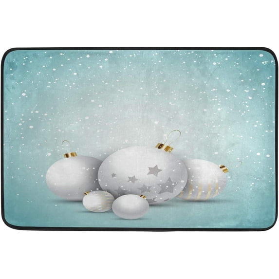 SKYSONIC Bathroom Doormats,Water Absorbent Non-Slip Carpet,Thick Machine Wash Rug Mat for Bathroom Kitchen Floor Size 23.6x15.7 inch Christmas Ball Snow (1)