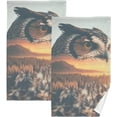 thumbnail image 1 of SKYSONIC Bathroom Hand Towels 2 Pack, Owl and Forest, Cotton Bath Towels Lightweight Quickdry for Bathroom Ktichen Travel Gym, 16"×28", 1 of 7