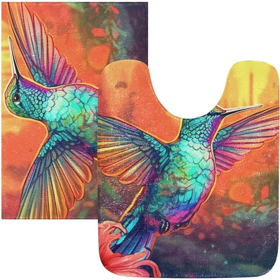SKYSONIC Bathroom Rug Mats Vivid Hummingbird Print, Fluffy Plush Absorbent Bath Rugs Carpet with Non Slip Bottom for Bathroom Floor Toilet Tub and Shower