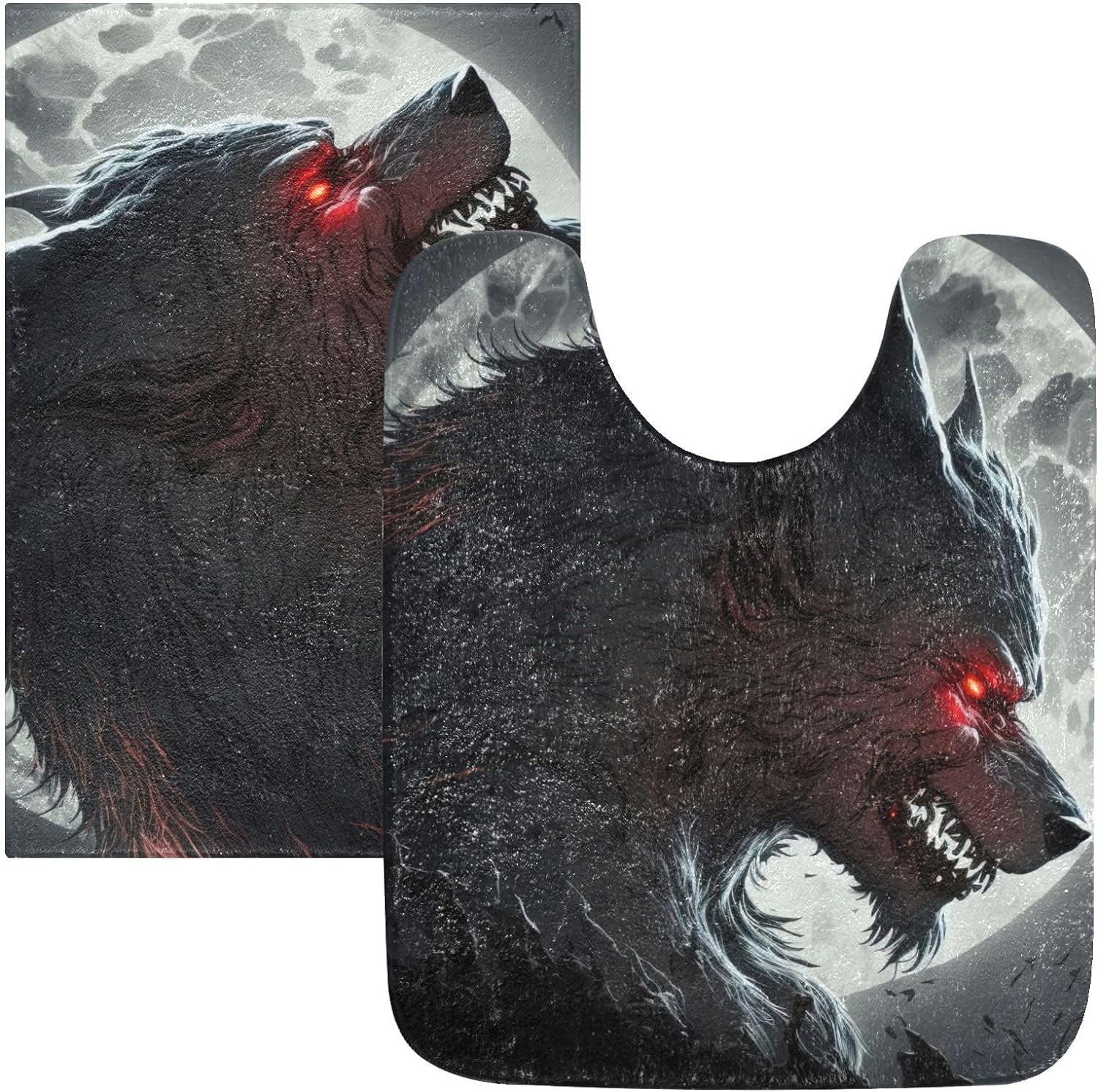 SKYSONIC Bathroom Rug Mats Werewolf Night Full Moon Print, Fluffy Plush ...