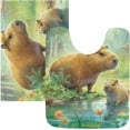 thumbnail image 1 of SKYSONIC Bathroom Rug Toiletry Mat Set, 2 pack Capybara Family Print, Fluffy Plush Absorbent Bath Rugs Carpet for Bathroom Floor Toilet Tub and Shower,23.6"x15.7"+17.3"x13.4", 1 of 7