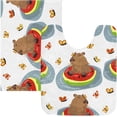 thumbnail image 1 of SKYSONIC Bathroom Rug Toiletry Mat Set, 2 pack Capybara in Pool Print, Fluffy Plush Absorbent Bath Rugs Carpet for Bathroom Floor Toilet Tub and Shower,23.6"x15.7"+17.3"x13.4", 1 of 7