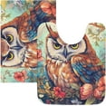thumbnail image 1 of SKYSONIC Bathroom Rug Toiletry Mat Set, 2 pack Cool Owl in Flower Print, Fluffy Plush Absorbent Bath Rugs Carpet for Bathroom Floor Toilet Tub and Shower,23.6"x15.7"+17.3"x13.4", 1 of 7