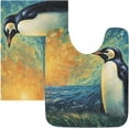 thumbnail image 1 of SKYSONIC Bathroom Rug Toiletry Mat Set, 2 pack Penguin in Wild Print, Fluffy Plush Absorbent Bath Rugs Carpet for Bathroom Floor Toilet Tub and Shower,23.6"x15.7"+17.3"x13.4", 1 of 7