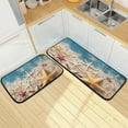 thumbnail image 1 of SKYSONIC Beach Sand Starfish Kitchen Mats and Rugs Blue Wooden Board Floor Runner Area Rug Washable Carpet Perfect for Living Room Bedroom Entryway,19.7"x27.6"+19.7"x47.2", 1 of 7