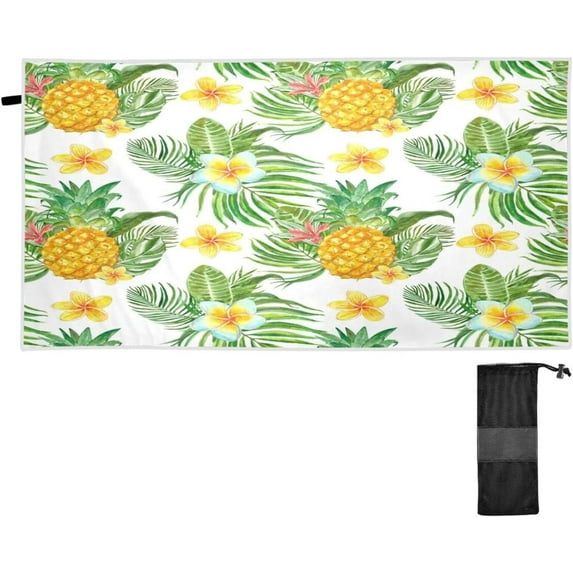 SKYSONIC Beach Towels 30"x60", Pineapple Palm Leaves Camping Towels Flowers Sand Free Beach Towel, Large Beach Towels Quick Dry Bath Travel Towels Pool Yoga Beach Mat for Men Women