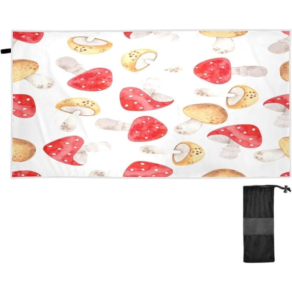 SKYSONIC Beach Towels 30"x60", Red Brown Mushrooms Camping Towels Sand Free Beach Towel, Large Beach Towels Quick Dry Bath Travel Towels Pool Yoga Beach Mat for Men Women