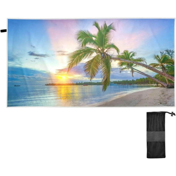 SKYSONIC Beach Towels 30"x60", Sunrise Tropical Beach Palm Trees Camping Towels Sand Free Beach Towel, Large Beach Towels Quick Dry Bath Travel Towels Pool Yoga Beach Mat for Men Women