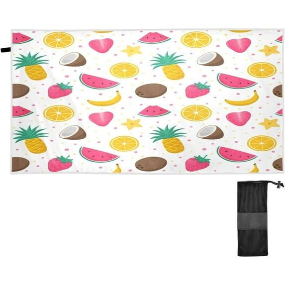 SKYSONIC Beach Towels 30"x60", Tropical Pineapple Berry Flowers Camping Towels Sand Free Beach Towel, Large Beach Towels Quick Dry Bath Travel Towels Pool Yoga Beach Mat for Men Women
