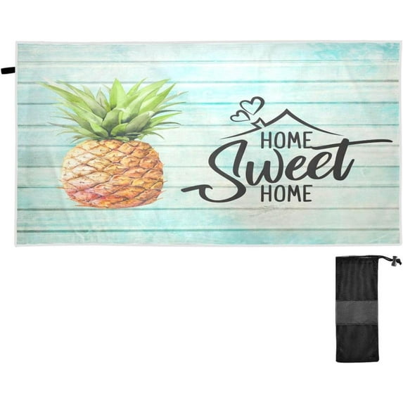 SKYSONIC Beach Towels 30"x60", Tropical Pineapple Turquoise Wood Camping Towels Summer Farm Fresh Fruits Sand Free Beach Towel, Large Beach Towels Quick Dry Bath Travel Towels Pool Yoga Beach Mat for
