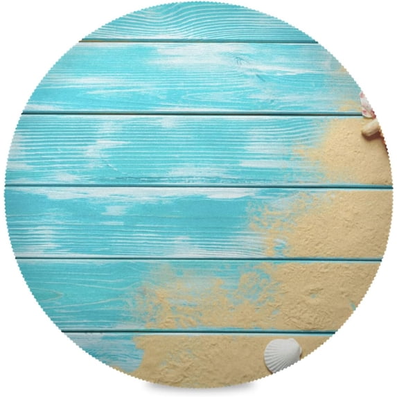 SKYSONIC Beautiful Blue Beach Shell Round Placemats for Dining Table Non-Slip Heat-Resistant Polyester Table Mats Set of 1 Washable Table Mats for Kitchen Dining Table Decoration (890)