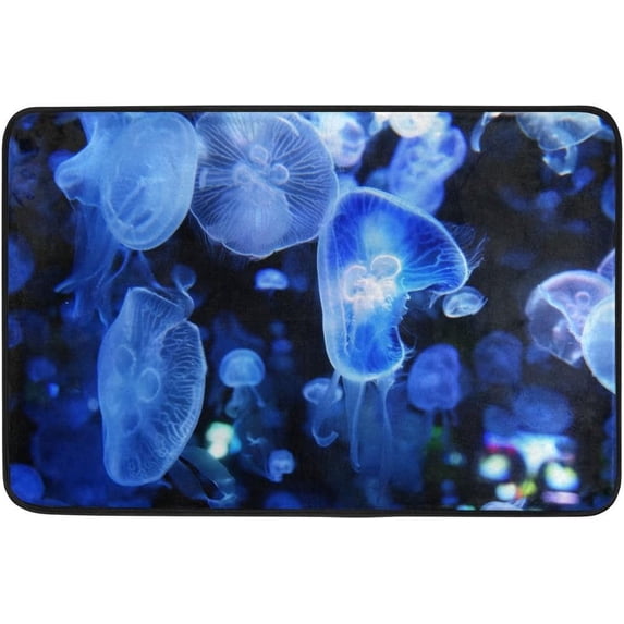 SKYSONIC Beautiful Jellyfish Area Rug Pad 23.6x15.7 inch, 100% Light Weight Polyester Fabric for Living Bedroom