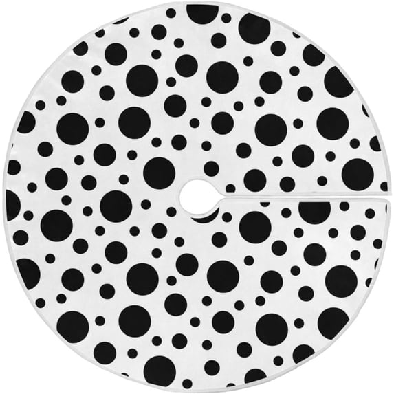 SKYSONIC Black Polka Dots Christmas Tree Skirt 48" Christmas Decorations Indoor Outdoor Tree Skir for Home Holiday Party Decorations Gift