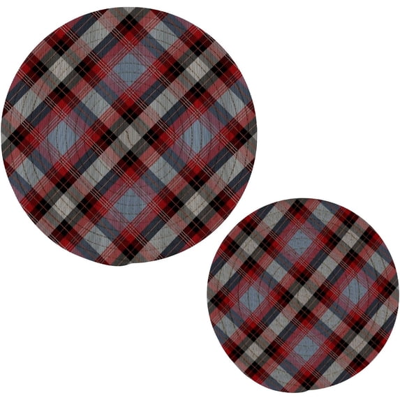 SKYSONIC Black and Red Plaid with Blue Trivet Pot Holder Set of Potholders for Kitchens 100% Cotton Thread Weave Trivets Kitchen Trivet for Table Countertop Protector Hot Pads Pans Mats