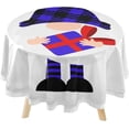 thumbnail image 1 of SKYSONIC Blue Buffalo Plaids Gnome Round Tablecloth 60inch Indoor Wrinkle Free, Valentine Gift Circular Lace Table Cover Washable for Kitchen Dining Decor, 1 of 7
