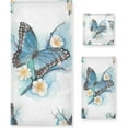 thumbnail image 1 of SKYSONIC Blue Butterflies Bath Towels Soft Absorbent Bath Towels Bath Towel Set of 3 for Home Hotel Bathroom Decor, 1 of 7