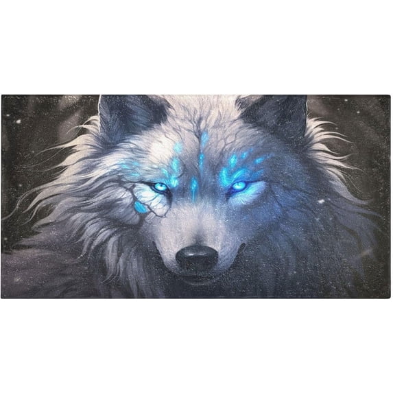 SKYSONIC Blue Eyes Wolf Kitchen Mats 20"x39" Absorbent Non Slip Runner Rug Machine Washable Kitchen Floor Mat for Home Bathroom Door