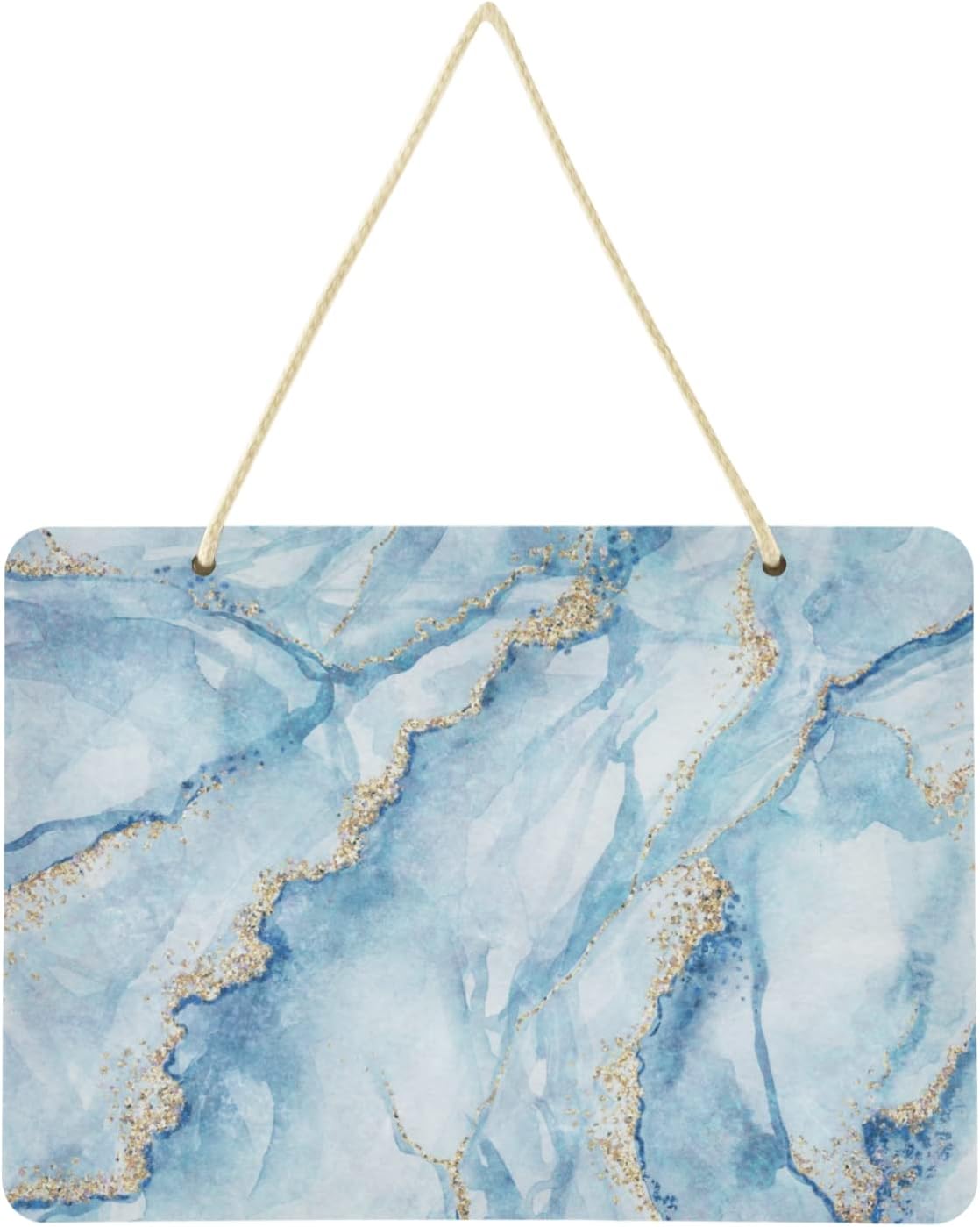 SKYSONIC Blue Marble Welcome Sign Front Door Decor Wall Hanging Plaque ...