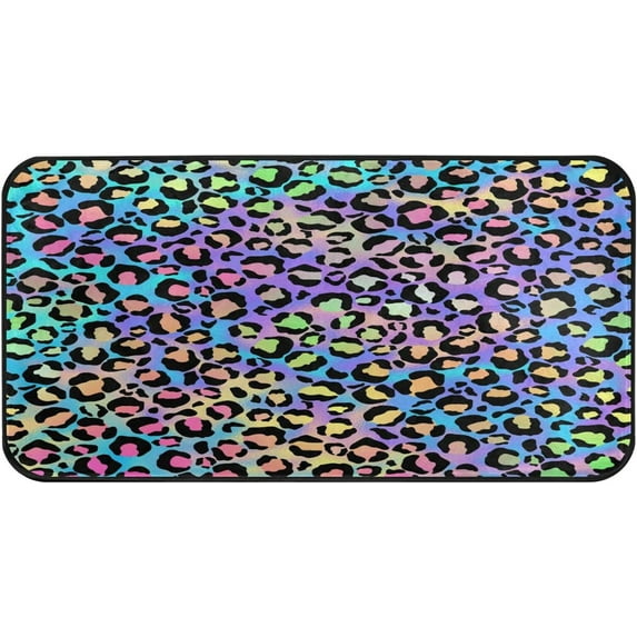 SKYSONIC Blue Purple Leopard Spots Pattern Kitchen Mats Washable Long Floor Runner Rug Non-Slip Fatigue Area Rugs Absorbent Doormat Cushioned for Farmhouse Home Bath Indoor Outdoor Decor 39x20 in