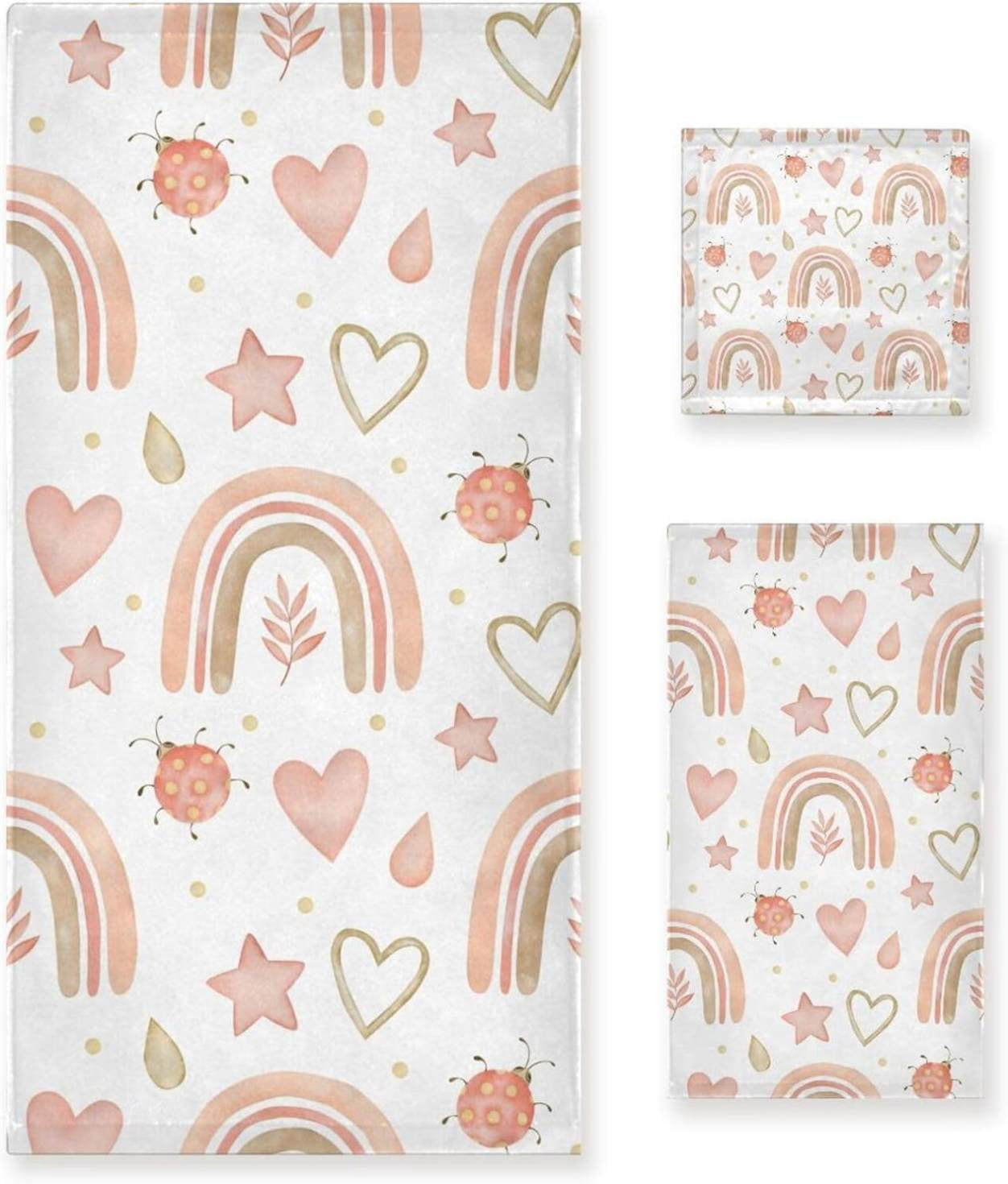 SKYSONIC Boho Rainbow Pink Bath Towels Soft Absorbent Bath Towels Bath ...