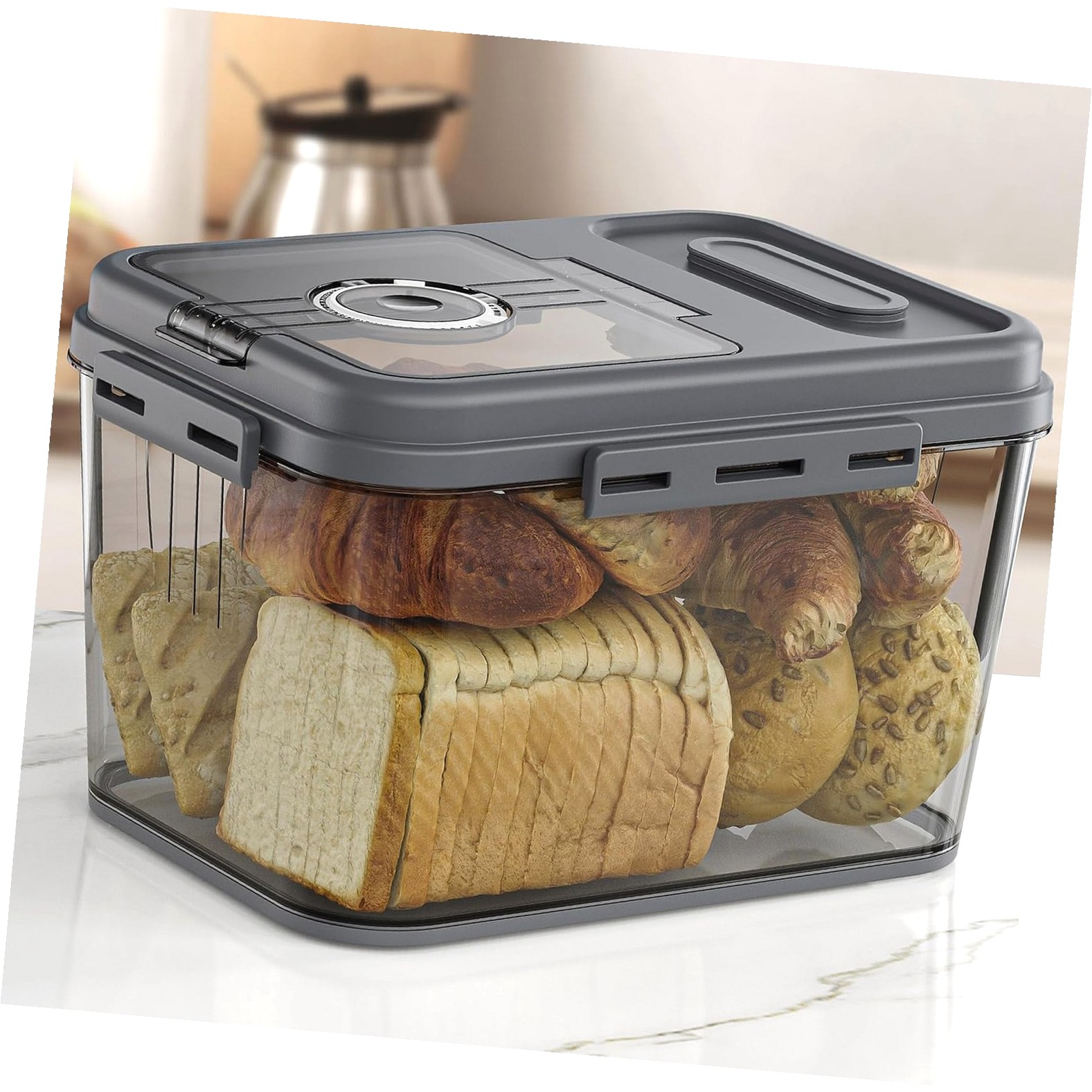 SKYSONIC Bread Box, 10L Airtight Bread Storage Container, Bread Box for ...