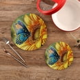 thumbnail image 1 of SKYSONIC Bright Sunflower Butterfly Trivet Pot Holders Pads, Set of 2 Watercolor Pot Holder Heat Resistant Trivets Cotton Thread Weave Mats Kitchen Table Decor, 1 of 7