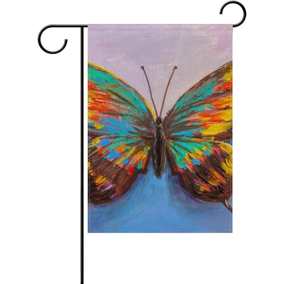 SKYSONIC Butterfly Painting Double-Sided Printed Garden House Sports Flag - 12x18in Polyester Decorative Flags for Courtyard Garden Flowerpot