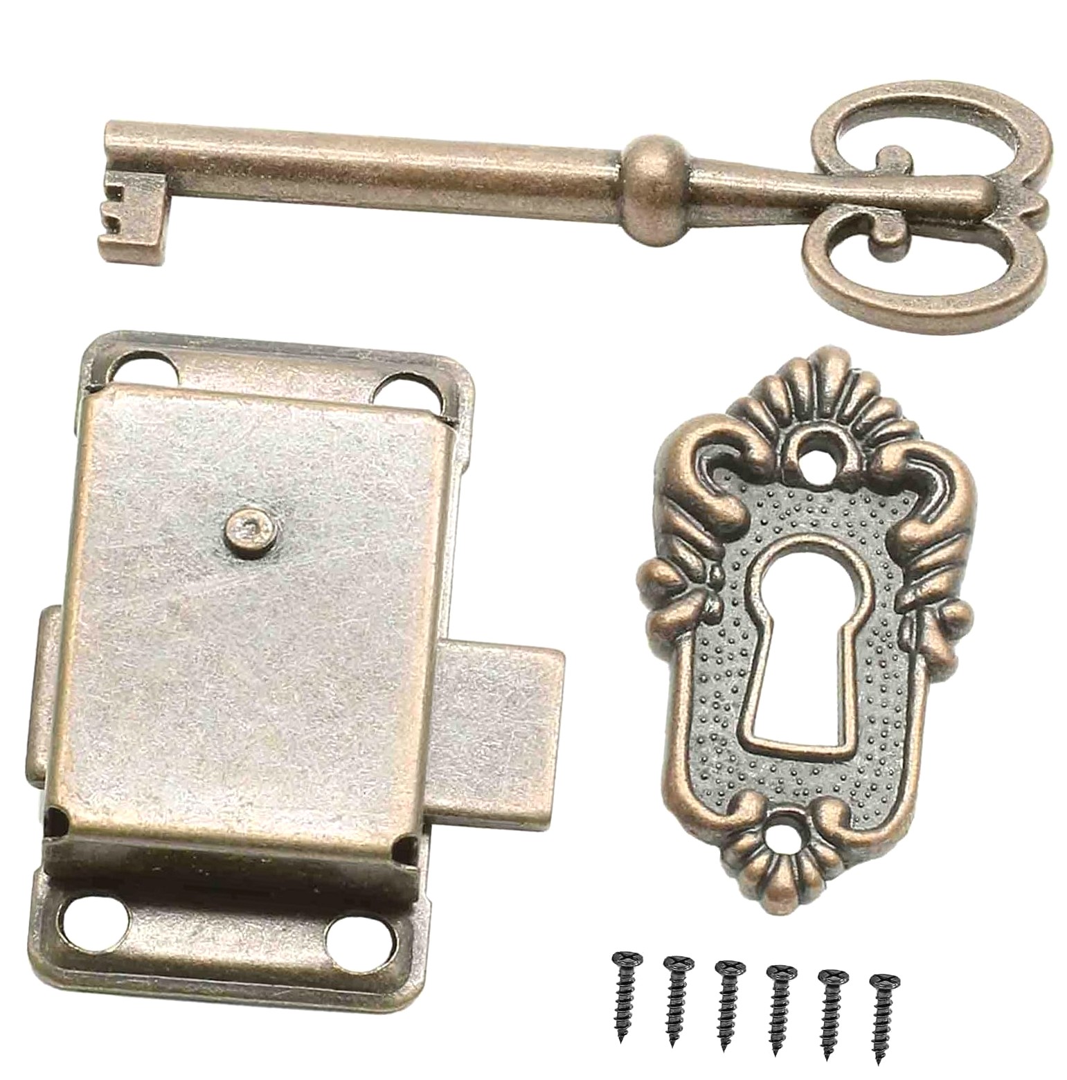 SKYSONIC Cabinet Lock Bronze Furniture Lock with Key and Screws (1 Set ...