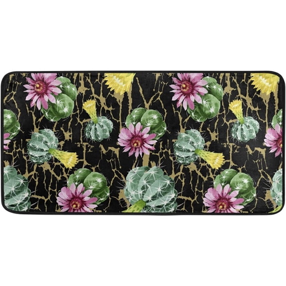 SKYSONIC Cactus Botanical Flowers Kitchen Mats Washable Long Floor Runner Rug Non-Slip Fatigue Area Rugs Fashion Absorbent Doormat Cushioned for Farmhouse Home Bath Indoor Outdoor Decor 39x20 in