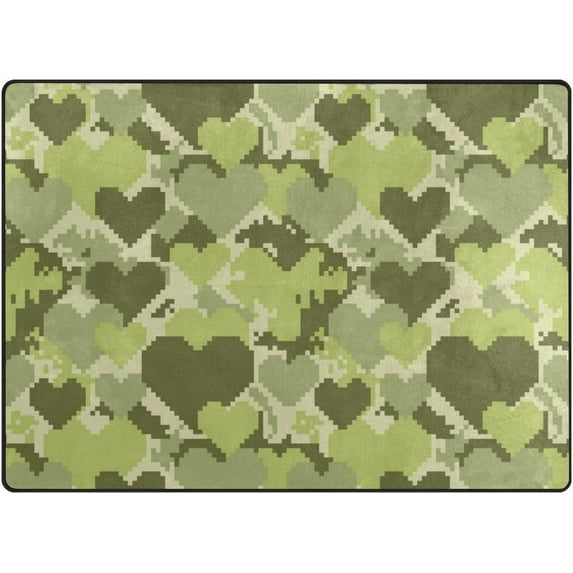 SKYSONIC Camouflage Hearts 80x58 inches Lightweight Soft Area Rug Mat Indoor Floor Rugs Home Decoration for Kids Room Living Room