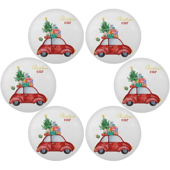 SKYSONIC Car Round Placemats for Dining Table Non-Slip Heat-Resistant Polyester Table Mats Set of 6 Washable Table Mats for Kitchen Dining Table Decoration