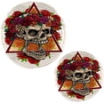 thumbnail image 1 of SKYSONIC Cartoon Colorful Skull Pot Holders Trivets, 2 Pcs Heat Resistant Trivets,Flower Wreath Roses Cotton Thread Weave Mats for Hot Pads Pans Pot Bowl Teapot for Kitchen Decor, 1 of 7