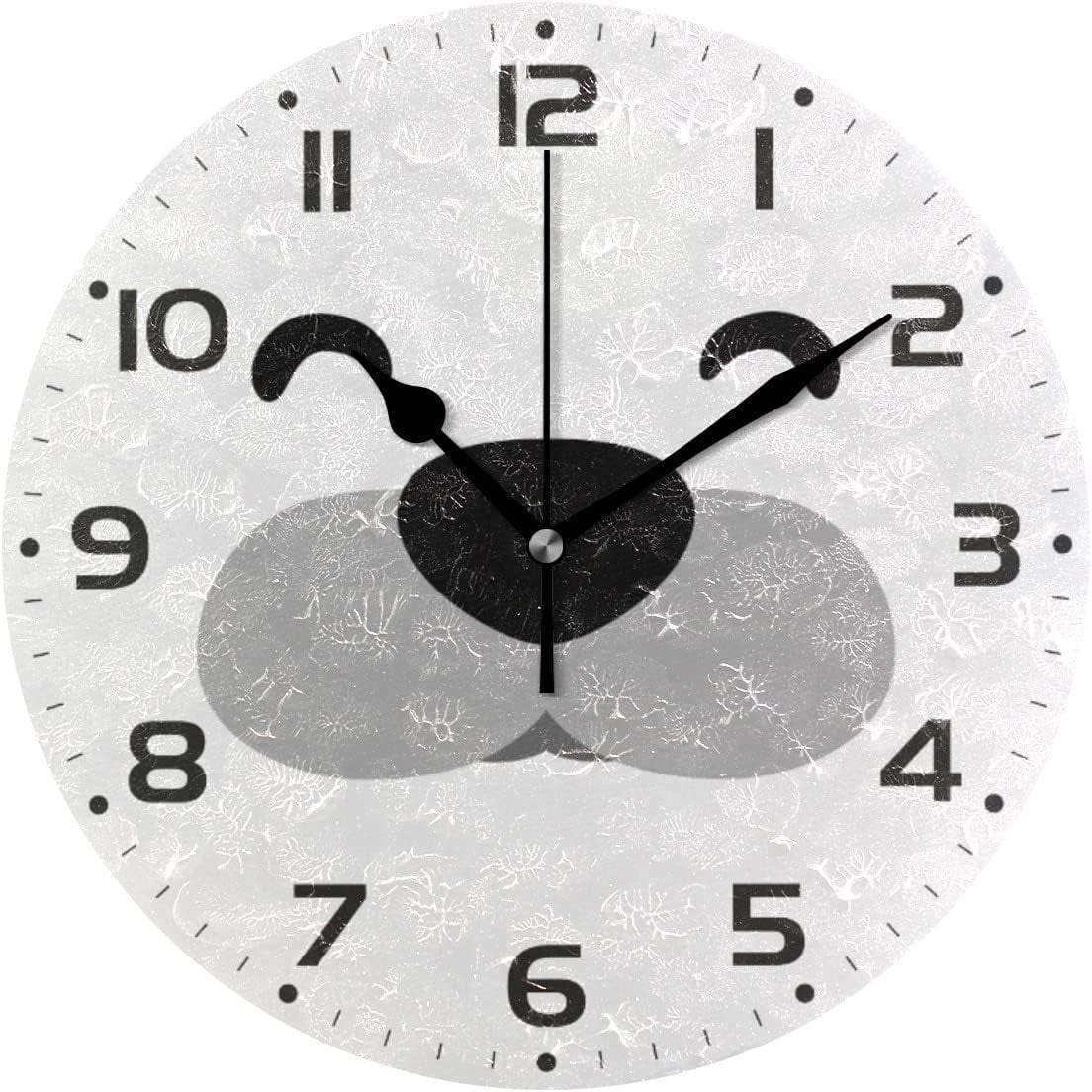 SKYSONIC Cartoon Face Dog Wall Clock 10 Inch Silent Non Ticking Round ...