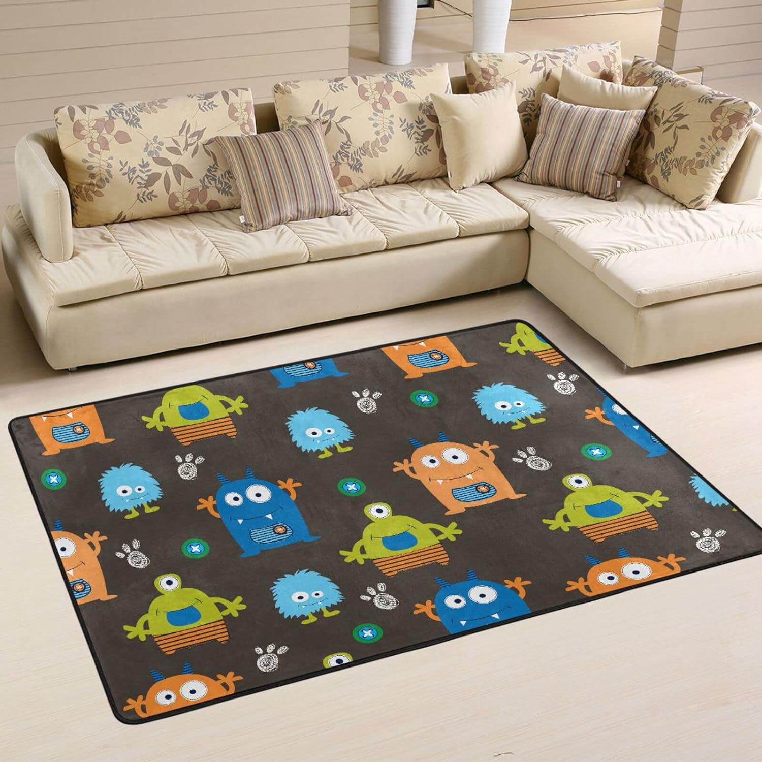 SKYSONIC Cartoon Monster Robots Area Rug 72x48in Non-Slip Floor Carpet ...