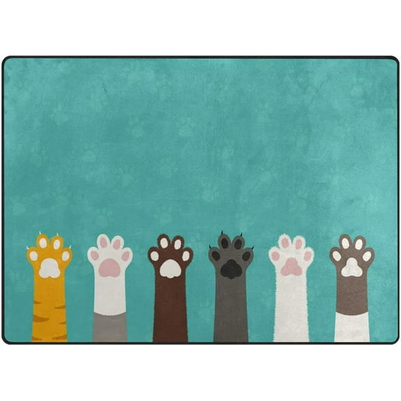SKYSONIC Cat Area Rug 4'x5' Pet & Child Friendly Carpet for Living Room Bedroom Dining Room,Indoor Outdoor Soft Rug Washable Non Slip Comfortable Area Rug
