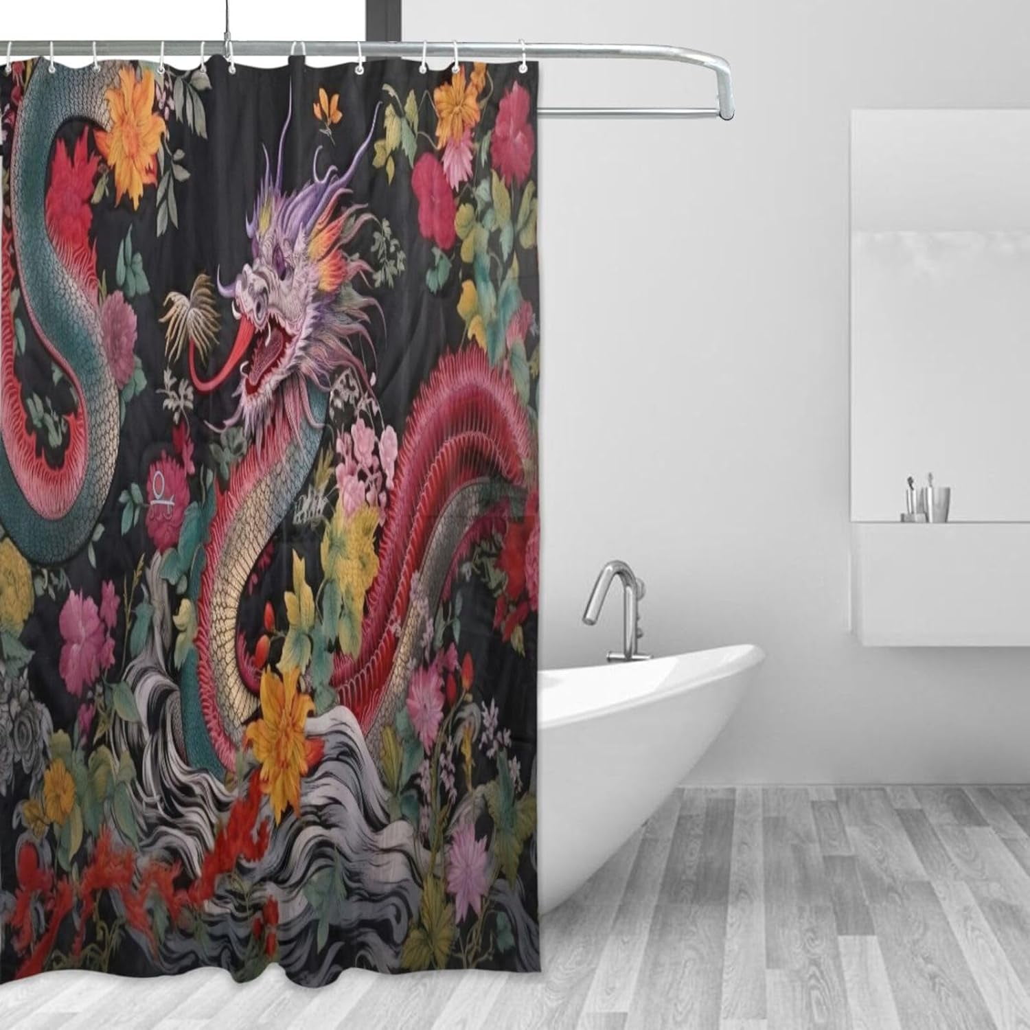 SKYSONIC Chinese Dragon Shower Curtain Waterproof Washable Shower Bath