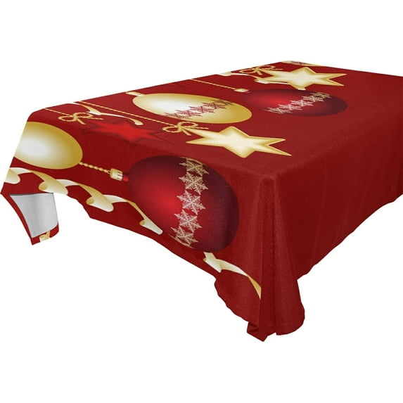 SKYSONIC Christmas Balls Tablecloth Waterproof Washable Polyester Square Table Cover Durable Tablecloth for Kitchen Dining Table Party Decor (54 X 54 Inch)