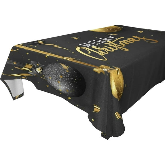 SKYSONIC Christmas Balls Tablecloth Waterproof Washable Polyester Square Table Cover Durable Tablecloth for Kitchen Dining Table Party Decor (54 X 72 Inch)