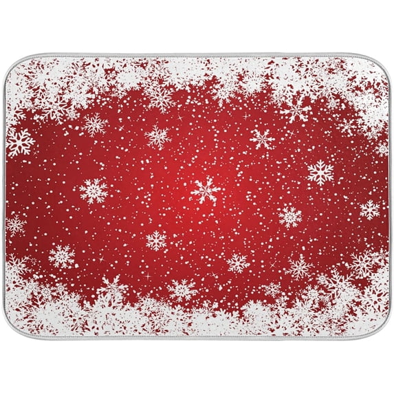 SKYSONIC Christmas Dish Drying Mat for Kitchen Counter,Snowflake Santa Xmas Tree Ultra Absorbent Reversible Microfiber Dishes Drying Rack Pad Heat-resistant Mats 16x18in