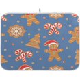 thumbnail image 1 of SKYSONIC Christmas Gingerbread Man Dish Drying Mat Absorbent Reversible Microfiber Dryinag Mat Cookies Snowflake Christmas Tree Machine Washable Dish Drying Mats for Kitchen Counter Large 18x24 inch, 1 of 1