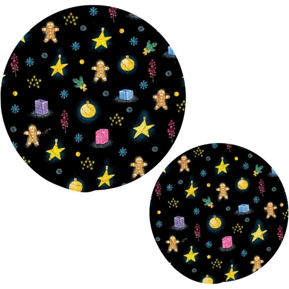 SKYSONIC Christmas Gingerbreads Pot Holders Trivets, 2 Pcs Heat Resistant Trivets for Hot Dishes,Stars Snowflakes Cotton Thread Weave Trivet Mats for Hot Pads Pans Pot Bowl Teapot for Kitchen Decor