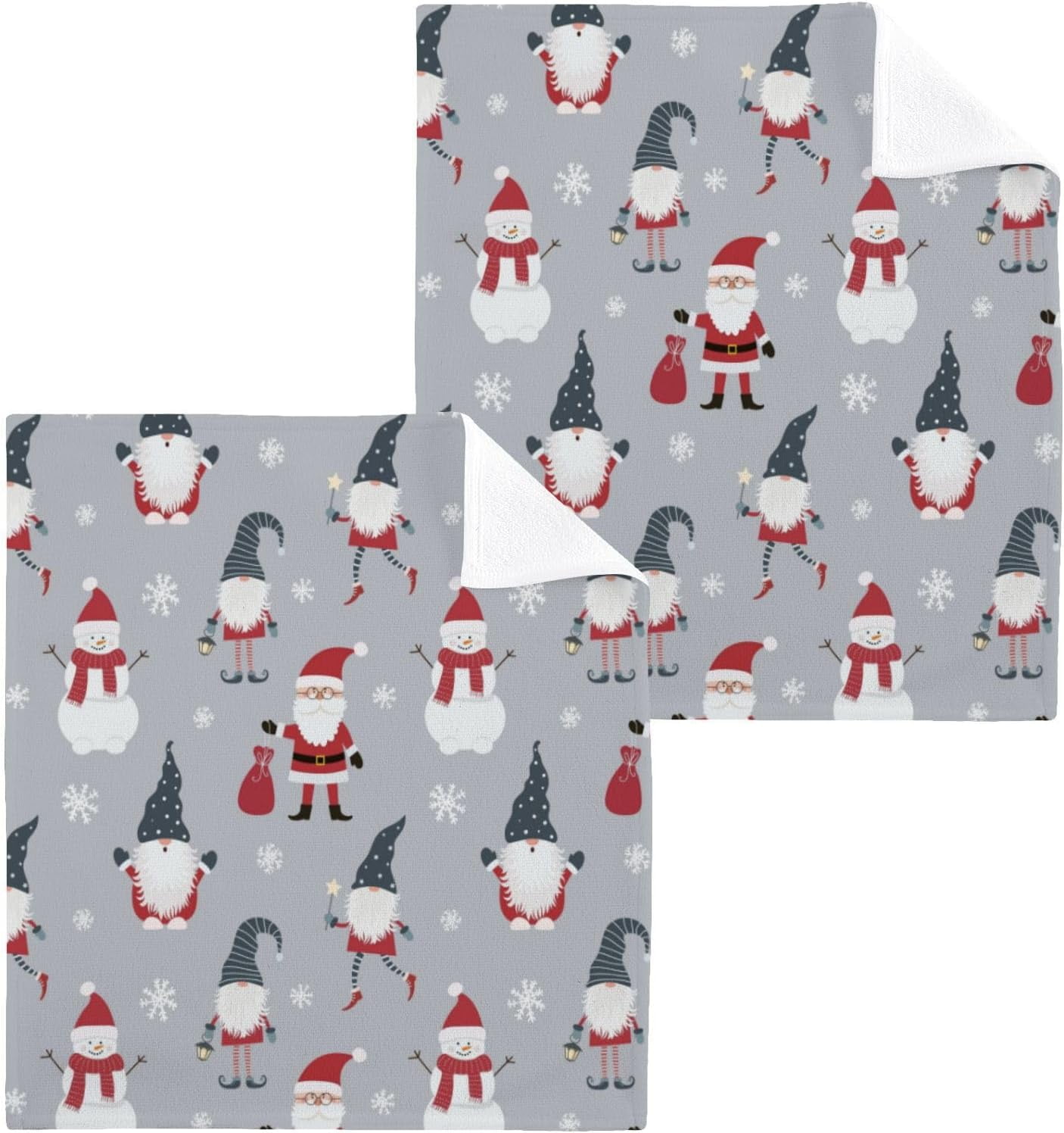 SKYSONIC Christmas Gnome Washcloths Set of 6, Highly Absorbent Soft