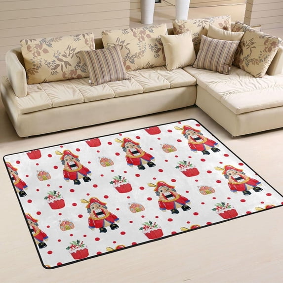 SKYSONIC Christmas Nutcracker Funny Non-Slip Area Rug, Xmas Soldier Floor Carpet Comfort Floor Mats Decor for Indoor Front Porch Living Room Bedroom Kitchen, 36"x24"