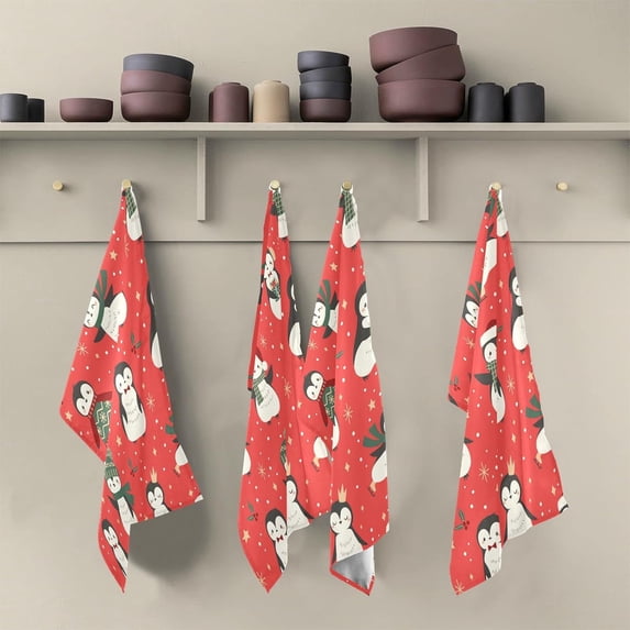SKYSONIC Christmas Penguins Kitchen Dish Towel Set,Drying Kitchen Towels Tea Towels 1Pcs